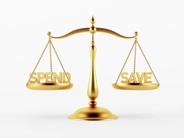 Gerechtigkeitsmaßstab ausgeben und sparen — Stockfoto