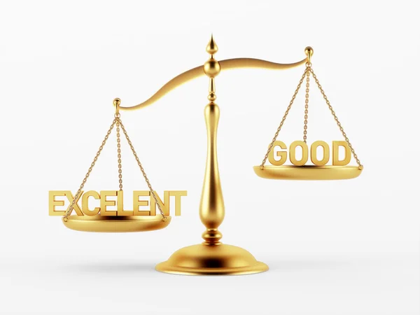 Excelent and Good Justice Scale Concept — Stock Photo, Image