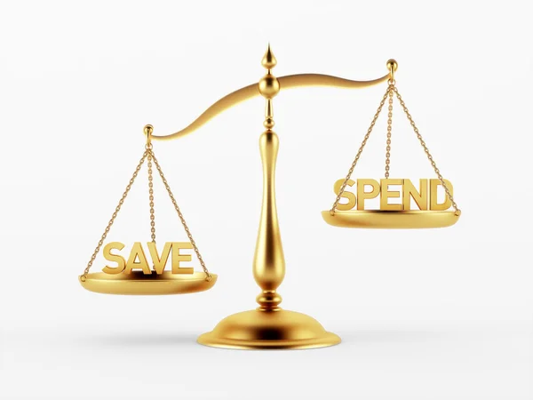 Save and Spend Justice Scale Concept — Stock Photo, Image