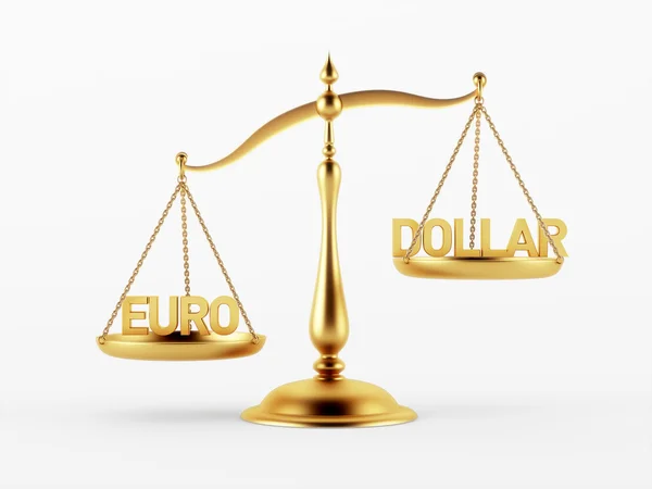 Euro en dollar Justitie schaal concept — Stockfoto