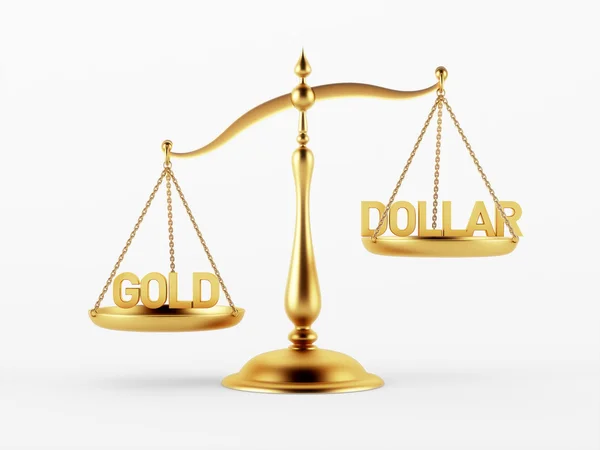 Gold- und Dollar-Gerechtigkeitsskala — Stockfoto