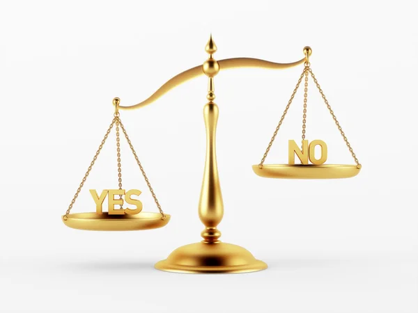 Conceito de Escala de Justiça Sim e Não — Fotografia de Stock