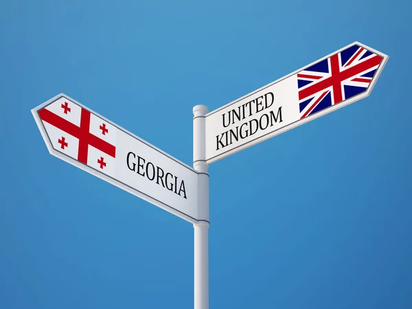 United Kingdom Georgia  Sign Flags Concept — Stock Photo, Image