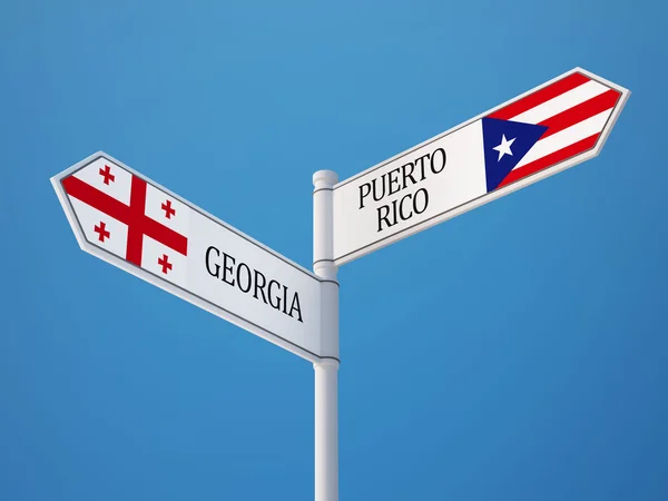 Puerto Rico Georgia Sign flagi koncepcja — Zdjęcie stockowe