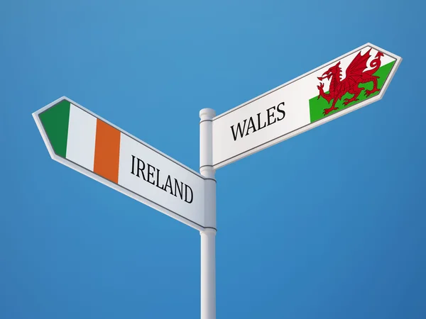Wales Ireland  Sign Flags Concept — Stock Photo, Image