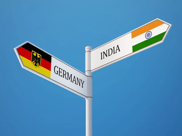 Inde Allemagne Signer Drapeaux Concept — Photo