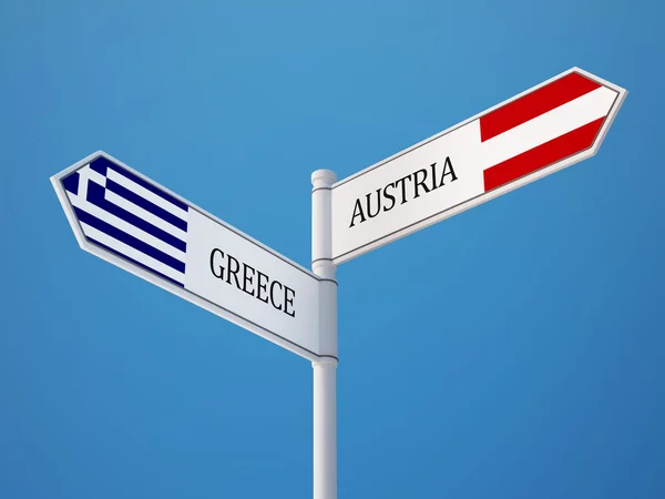 Austria Greece  Sign Flags Concept — Stock Photo, Image