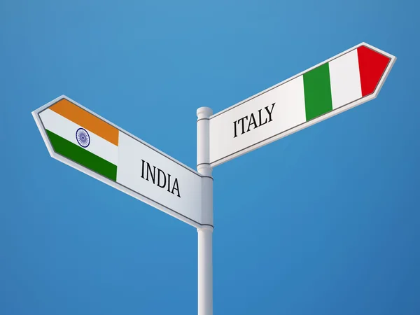 Italie Inde Signalisation Drapeaux Concept — Photo