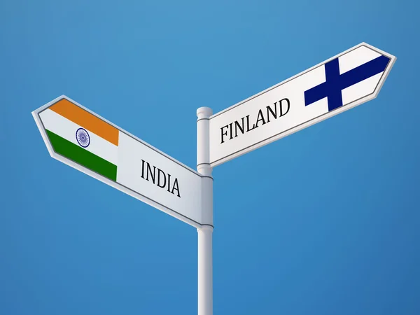 Finlande Inde Signalisation Drapeaux Concept — Photo