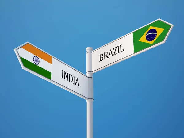 Brasil India Firma el concepto de banderas —  Fotos de Stock