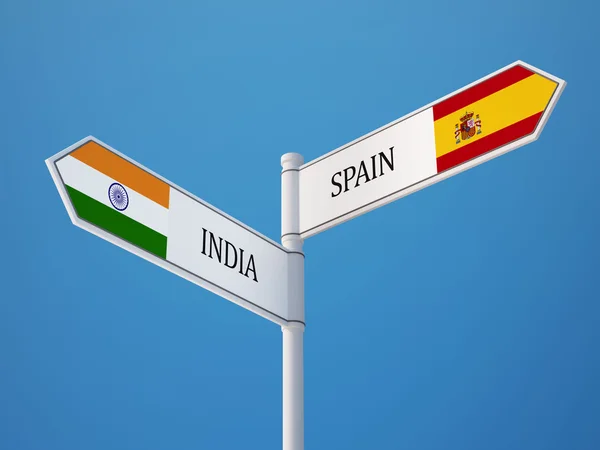 İspanya Hindistan işaret bayrakları kavramı — Stok fotoğraf