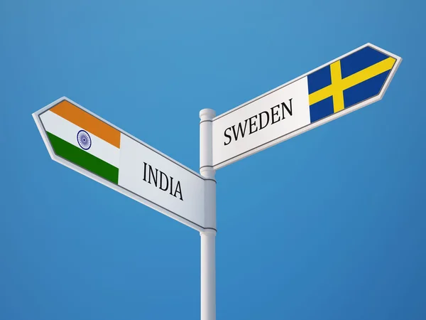Schweden indien sign flags konzept — Stockfoto
