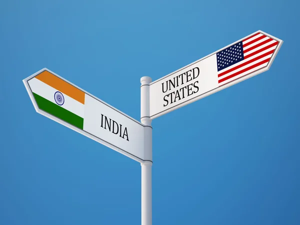 Estados Unidos India Sign Flags Concept — Foto de Stock