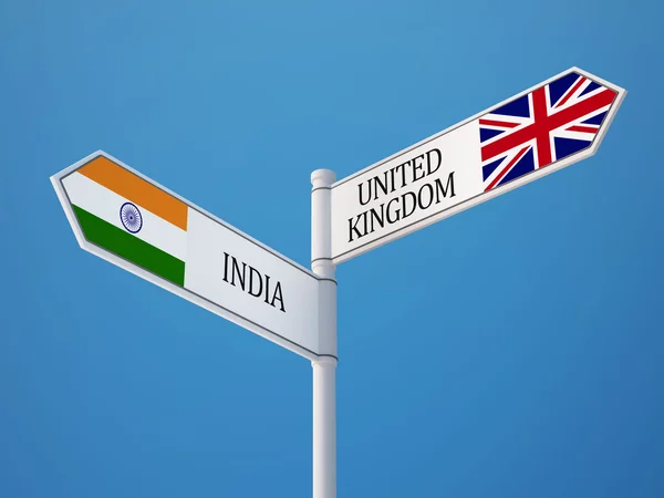 Regno Unito India Sign Flags Concept — Foto Stock