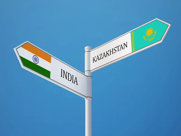 Kazahsztán India bejelentkezési jelzők koncepció — Stock Fotó