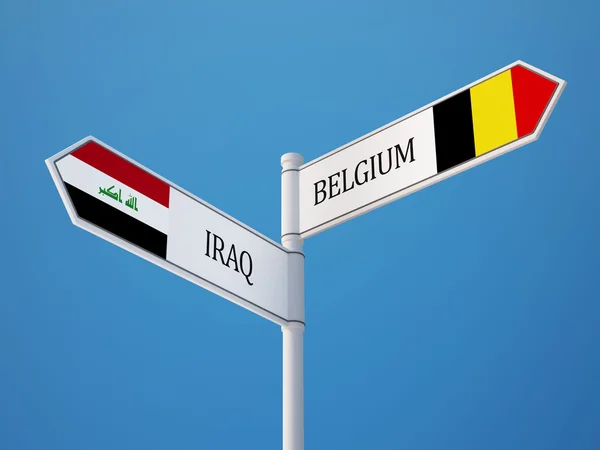 Belgique Irak Signer Drapeaux Concept — Photo