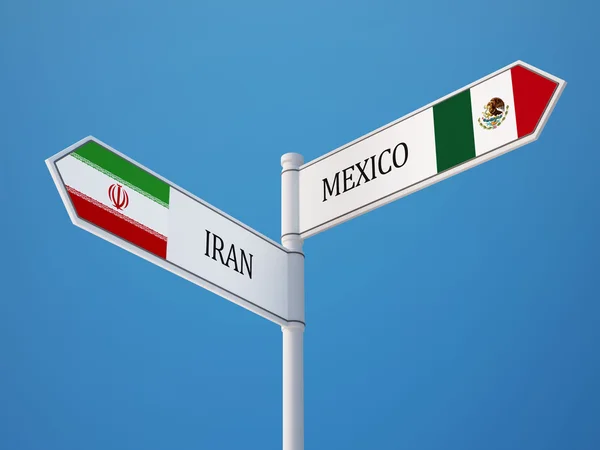 Meksika Iran işaret bayrakları kavramı — Stok fotoğraf