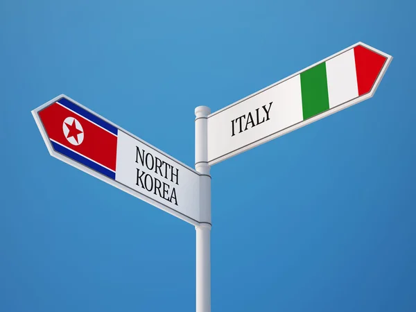 Італії Північної Кореї знак прапори концепції — стокове фото