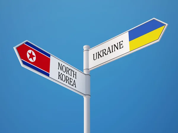 Ukraina Nordkorea tecken flaggor koncept — Stockfoto