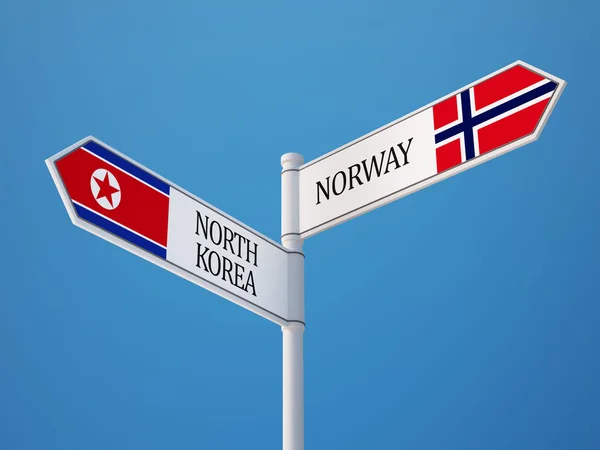 Noruega Coreia do Norte Signo Bandeiras Conceito — Fotografia de Stock