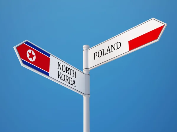 Πολωνία Βόρεια Κορέα σημάδι σημαίες έννοια — Φωτογραφία Αρχείου