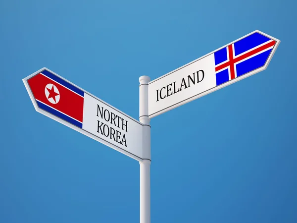 Conceito de Bandeiras de Sinais da Islândia Coreia do Norte — Fotografia de Stock