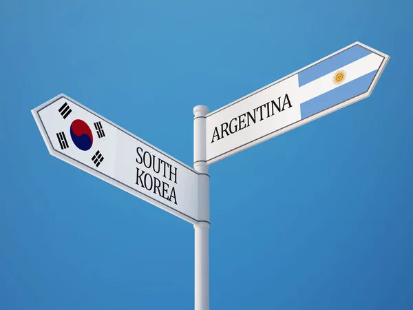 Argentina Corea del Sud Firmare Bandiere Concetto — Foto Stock