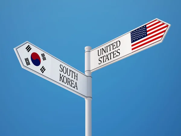 韩国美国国家标志概念 — 图库照片