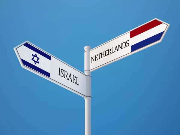 Nederländerna Israel undertecknar flaggor koncept — Stockfoto