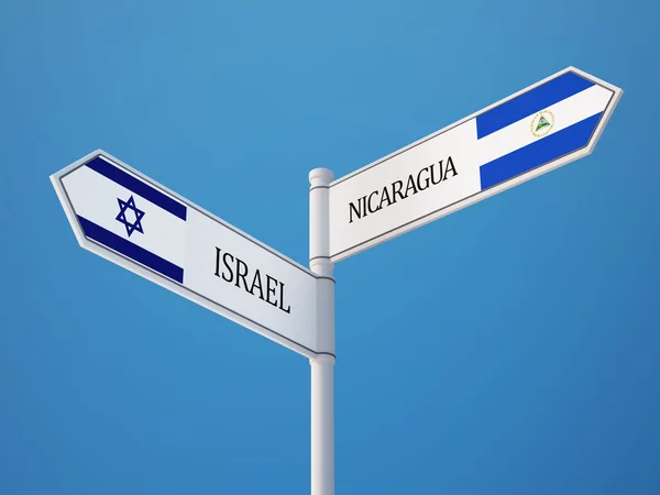 Nikaragua İsrail işaret bayrakları kavramı — Stok fotoğraf