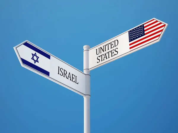 Ηνωμένες Πολιτείες Ισραήλ σημάδι σημαίες έννοια — Φωτογραφία Αρχείου