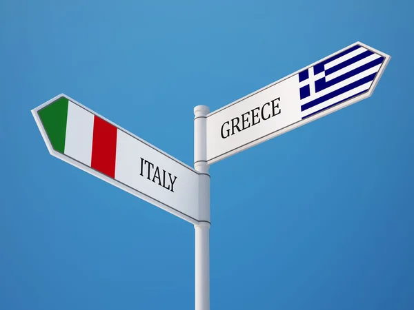Italien Grekland tecken flaggor koncept — Stockfoto