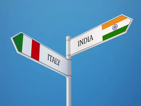 Italie Inde Signalisation Drapeaux Concept — Photo