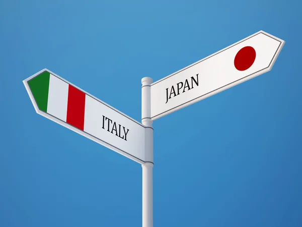 Japon Italie Signer Drapeaux Concept — Photo