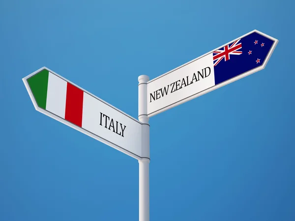Nueva Zelanda Italia Sign Flags Concept —  Fotos de Stock