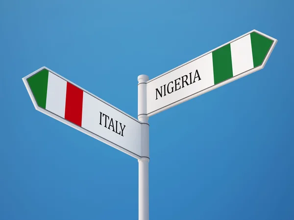 尼日利亚意大利标志标志概念 — 图库照片