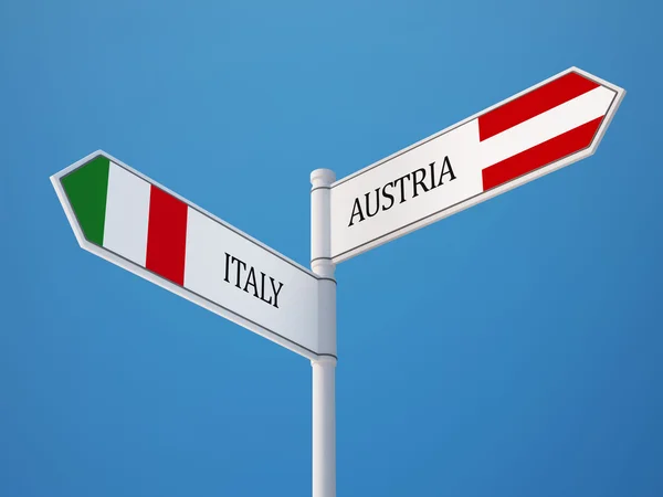 Austria Italy  Sign Flags Concept — Stock Photo, Image