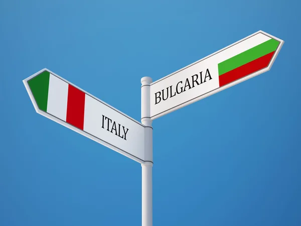 Bulgaria Italy  Sign Flags Concept — Stock Photo, Image