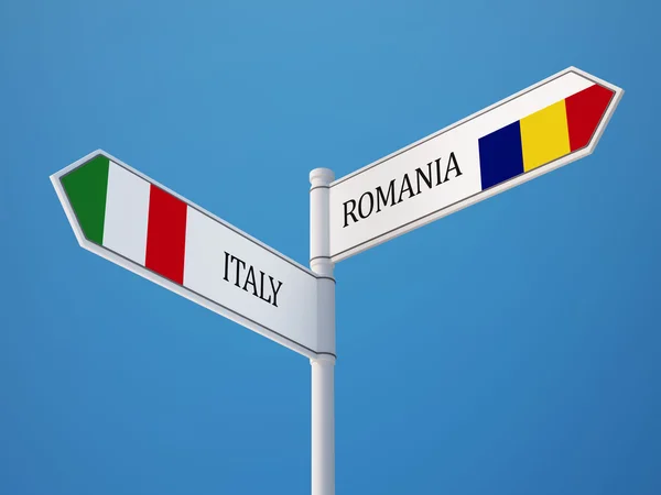 Romania Italy  Sign Flags Concept — Stock Photo, Image