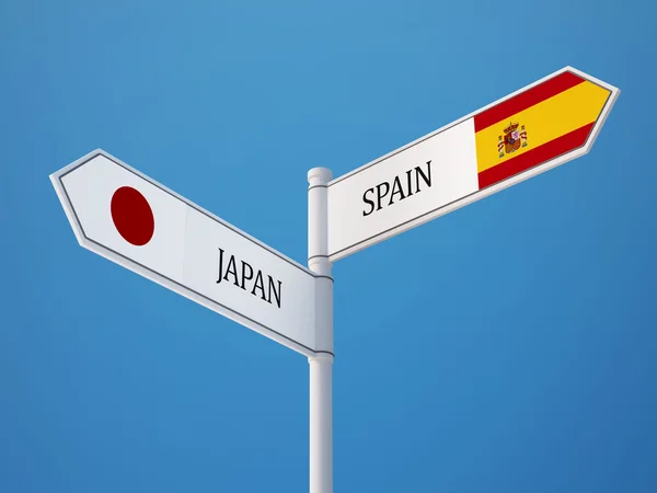 スペイン日本記号フラグ コンセプト — ストック写真