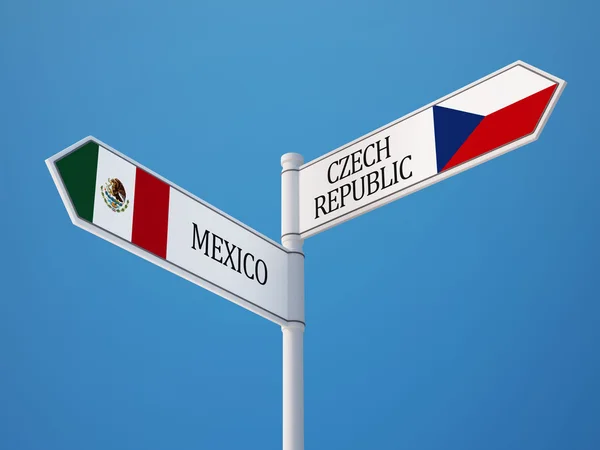 Cseh Köztársaság Mexikó nagy felbontású jel zászlók koncepció — Stock Fotó