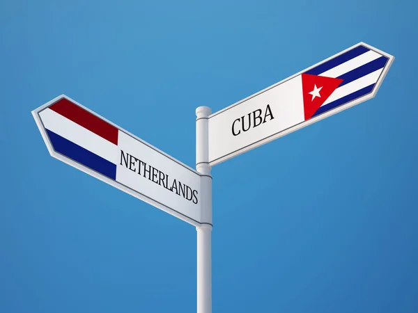 Cuba Netherlands  Sign Flags Concept — Stock Photo, Image