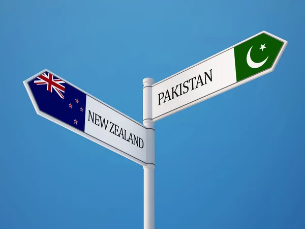 Pakistan New Zealand  Sign Flags Concept — Stock Photo, Image