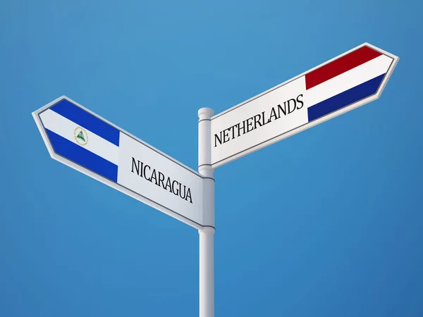 Nicaragua Netherlands  Sign Flags Concept — Stock Photo, Image