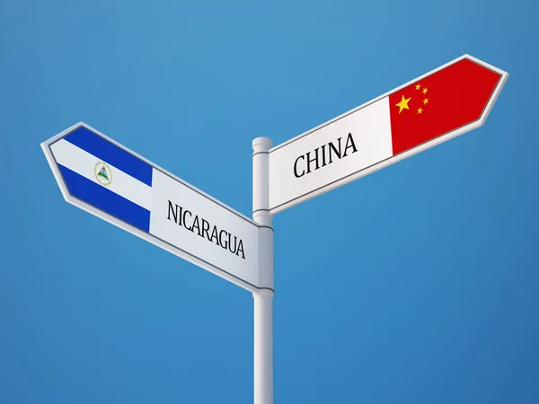 Cina Nicaragua segno bandiere concetto — Foto Stock