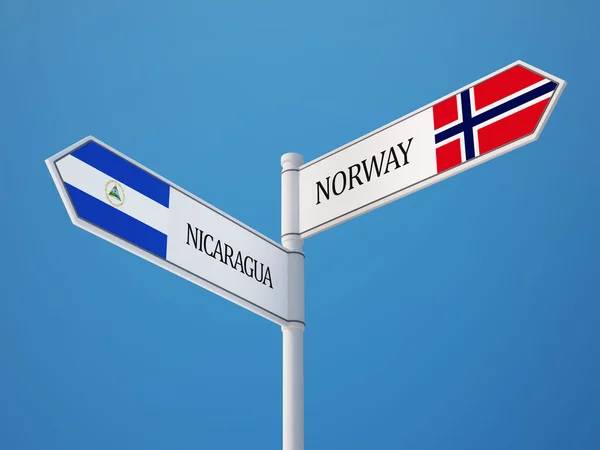 Noruega Nicaragua Firma el concepto de banderas —  Fotos de Stock
