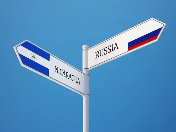 Rusia Nicaragua Firma el concepto de banderas — Foto de Stock