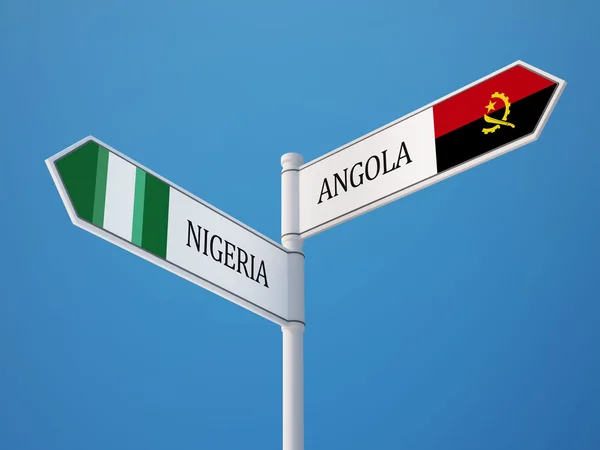 Angola Nigeria Signer Drapeaux Concept — Photo