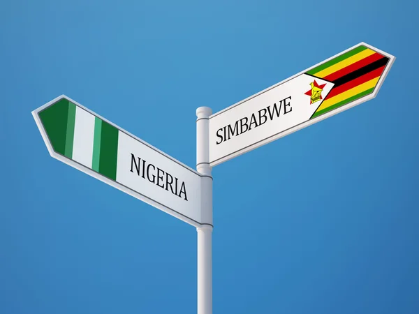 Zimbabwe Nigeria Signer Drapeaux Concept — Photo