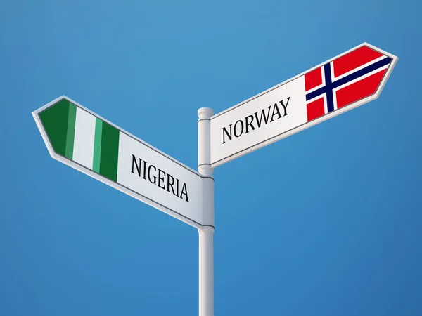 Norwegen Nigeria Schild Flaggen-Konzept — Stockfoto